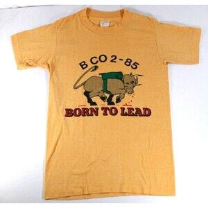 B CO 2-85 Born To Lead Airborne Us Army Womens Small Vintage T-shirt Bull Blood